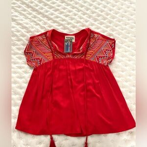 NWT Savanna Jane Embroidered Top Red S